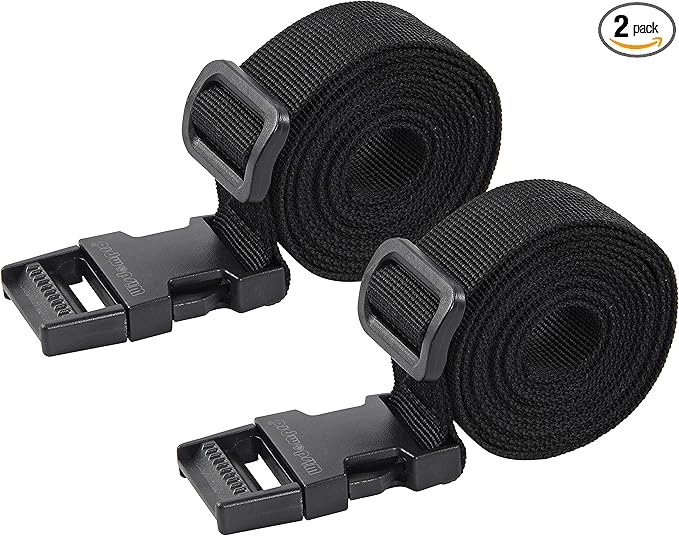 Wisdompro Luggage Strap, 2 Pack Heavy Duty Utility Strap with Quick Release Buckle, Adjustable Nylon Strap for Suitcases, Backpacking, Sleeping Bag Compression - 68 inches, Black