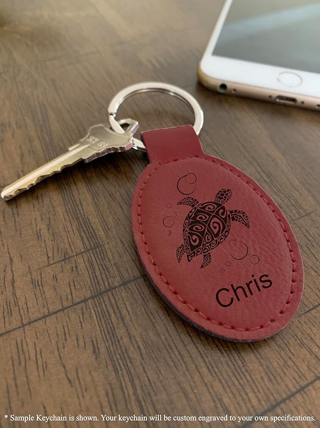 LaserGram Oval Keychain, Golfer Golfing, Personalized Engraving Included (Burgundy)