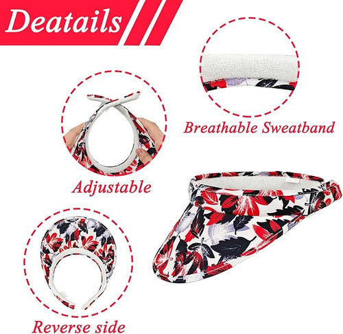 2 Pack Sun Visor Hats Women Men Clip On Wide Brim Visors Hat Outdoor Sports Golf Beach Travel Tennis Caps