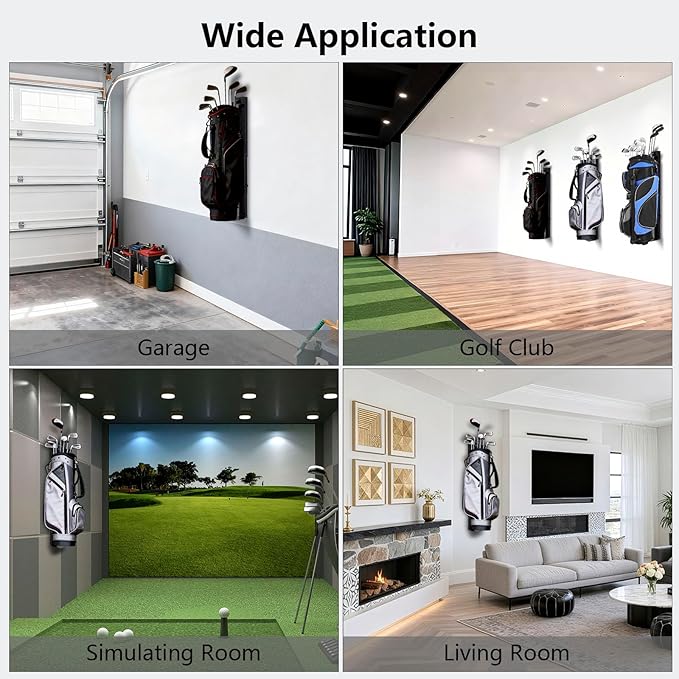 Wall Mount Golf Bag Storage Stand Organizer Rack for Garage,Golf Bag Storage,Tool-Free Length Adjustment,Golf Bag Wall Storage,Golf Storage Organizer for Garage,Clubs, Home, Basement