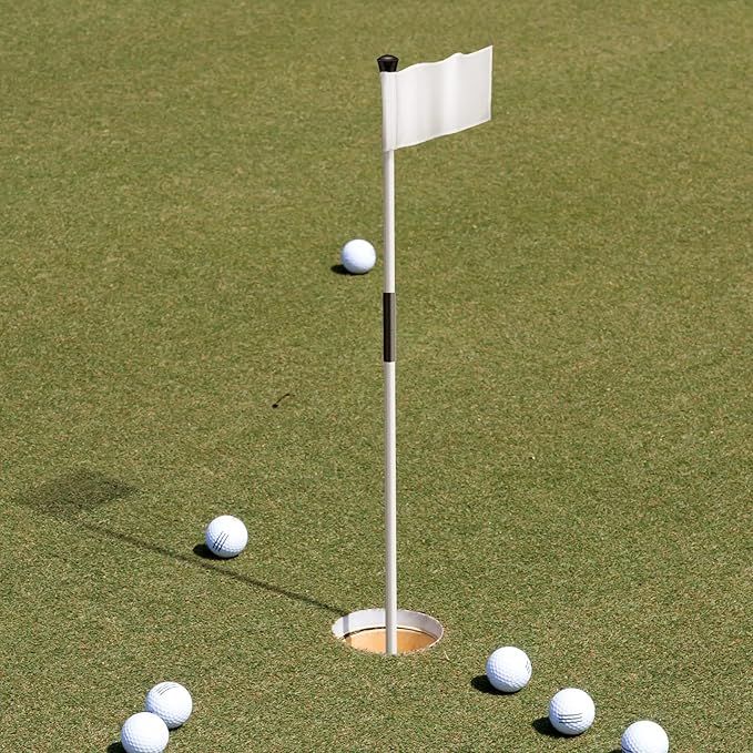Pelopy Set of 3 Golf Flagsticks Golf Putting Green Flagstick Flag Stick for Yard Portable Fiberglass 2-Section for Chipping Greens Practice Course Backyard Indoor Outdoors, 2.4 Feet