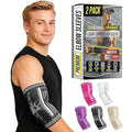 BLITZU Elbow Compression Sleeve for Tendonitis 2 Pack, Tennis Elbow Brace Support for Men and Women Golfers Elbow Pain Relief, Arthritis, Bursitis, Arm Brace for Workout, Weightlifting Black M