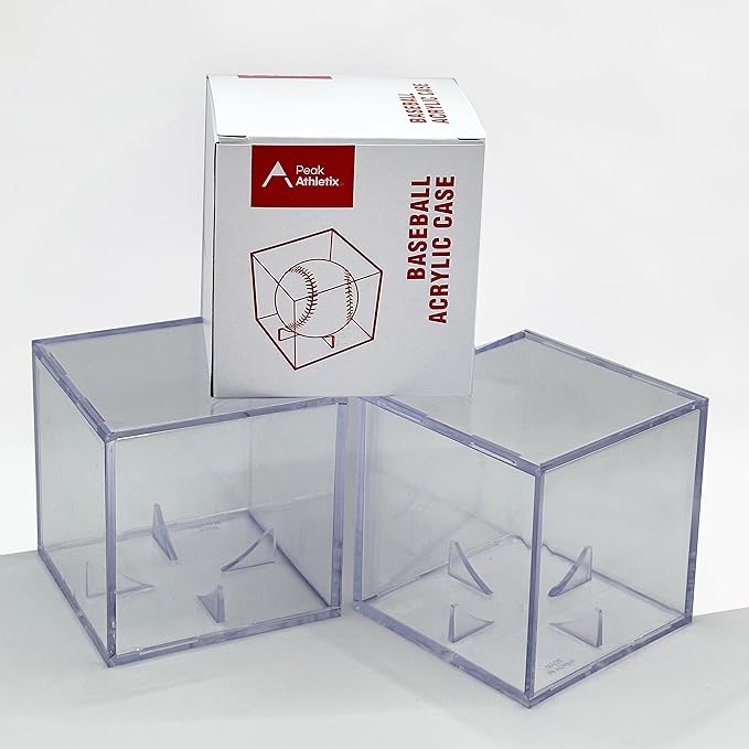 Baseball & Golf Ball Display Case Acrylic Cube Square Clear Memorabilia Display & Storage Sports Official Baseball Accessories (Baseball Case, Standard)