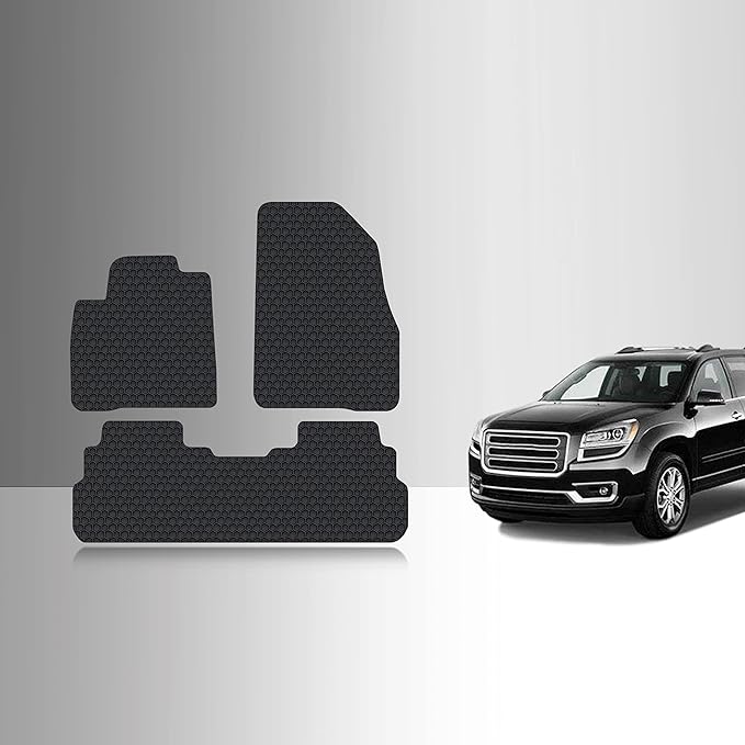 TOUGHPRO Floor Mats Accessories Set (Front Row + 2nd Row) for GMC Acadia All Weather Heavy Duty (Made in USA) Black Rubber 2017 2018 2019 2020 2021 2022 2023