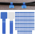 100-Pack Hook and Loop Cable Ties, 3.5 x 1.1 Inch Enhanced Self-Adhesive Cord Organizer for Desk/Home/Wall/Office Essentials, Cable Management Under Desk [Blue]