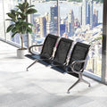 Kinfant Waiting Room Chair Bench - Guest Reception Chairs for Airport Hospital Bank Salon Barber Hall Room Conference (3-seat, Black-Mesh)