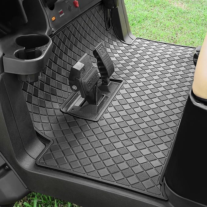 Golf Cart Floor Liner Mat 8mm Thick Rubber Full Coverage Fit for Club Car Precedent 2004-2025 / Onward & Tempo 2017-2025 / Villager & V4L 2019-2025 Carts Upgraded Non-Slip Mats Replacement