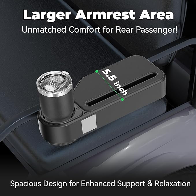Upgraded Golf Cart Armrest with Cup Holder – Wide Comfort Pad, Universal Fit for EZGO, Club Car, Yamaha – Waterproof, Tool-Free Install, Fits 1" & 1.25" Square Tubes