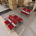 Kinfant Waiting Room Chairs with Arms – Red PU Leather Back & Cushioned Seat Heavy-Duty Steel Frame, Ergonomic Office Reception Guest Chair for Lobby, Clinic, Airport