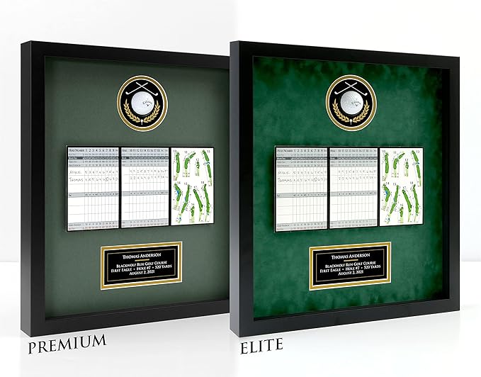 Universal Golf Achievement, Event, Award Display Case Frame for Ball, Scorecard, Photo & Printed Graphic Info Insert (Elite, 3 Components)