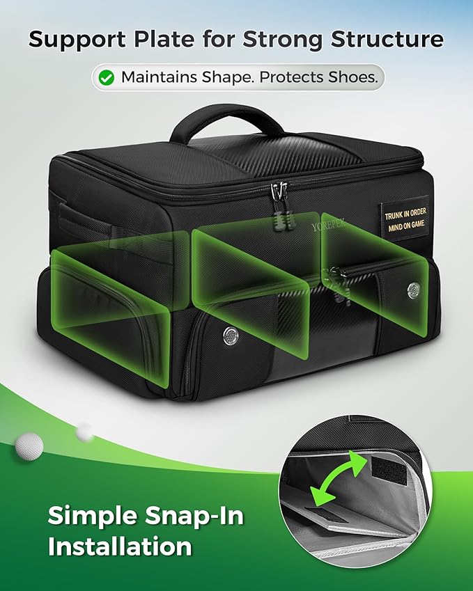 YOREPEK Upgraded Golf Trunk Organizer, Christmas Gifts for Golfers, with Removable Insulated Pouch&Dust-Proof Protective Layer, Multi-Compartment fits 2 Pairs of Shoes, Golf Accessories