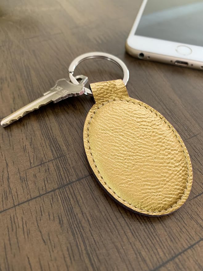 LaserGram Oval Keychain, Golf Ball, Personalized Engraving Included (Gold)