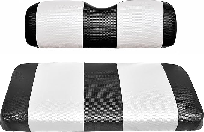 Seat Cover Replacement for Yamaha Drive or G-29 Golf Cart - Front Bench Seat - Premium Marine Vinyl - 5 Panel Stitching - Staple On Installation - Two-Tone Golf Cart Seat Covers (Black & White)