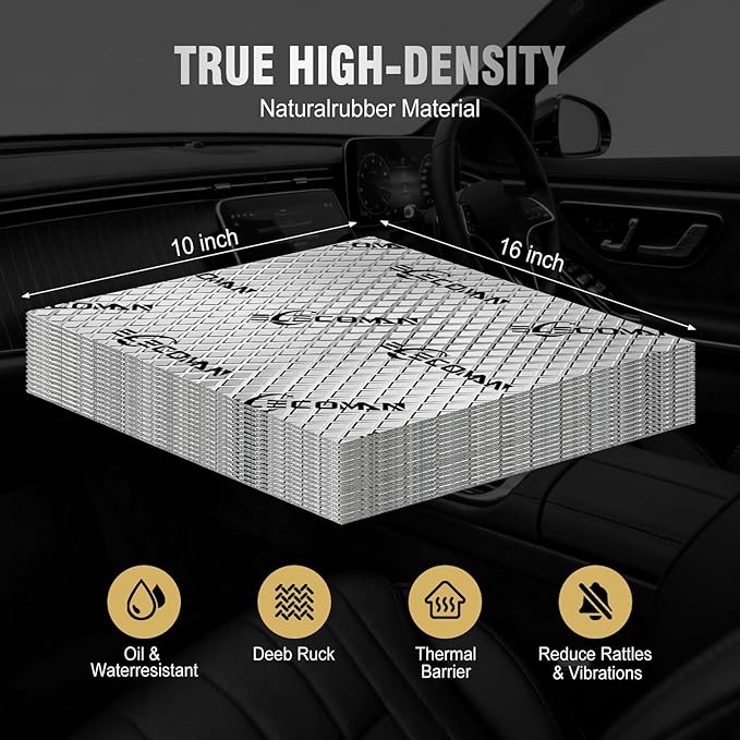 Car Sound Deadening Mat-80 mil 10 sqft Sound Deading Material - Butyl Automotive Sound Deadener, Audio Noise Insulation and Vibration Dampening
