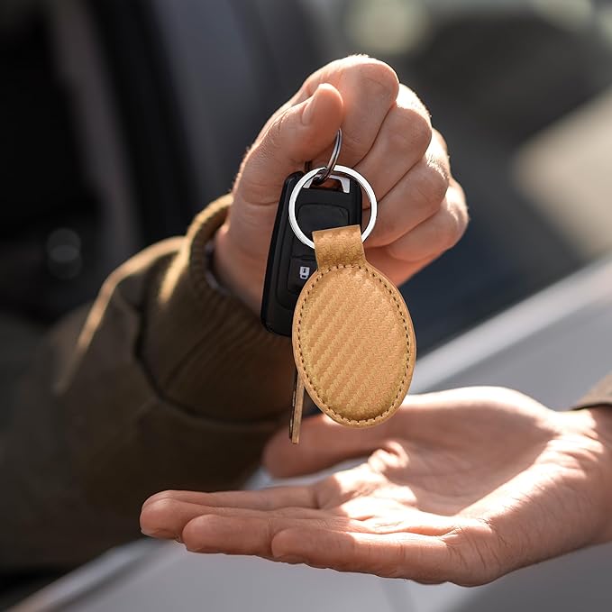 LaserGram Oval Keychain, Golf Ball, Personalized Engraving Included (Carbon Fiber Bronze)