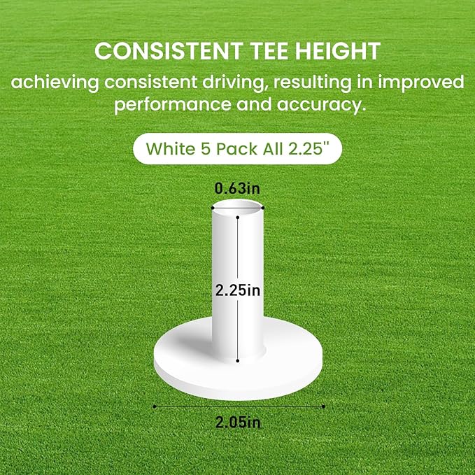 FINGER TEN Golf Rubber Tees Driving Range Value 5 Pack, Mixed Size or 5 Same Size for Practice Mat