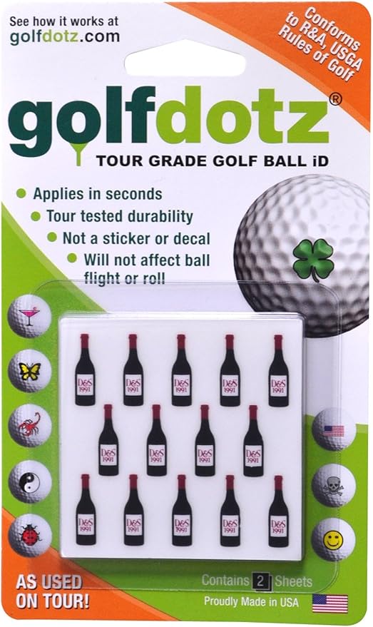 Golfdotz - USGA Rule Conforming Golf Ball Markers, Golf Ball Stickers for Marking Balls, No More Smearing from Stamps, Gifts for Golfers, Dads, and Retirees, (18-32-Count)