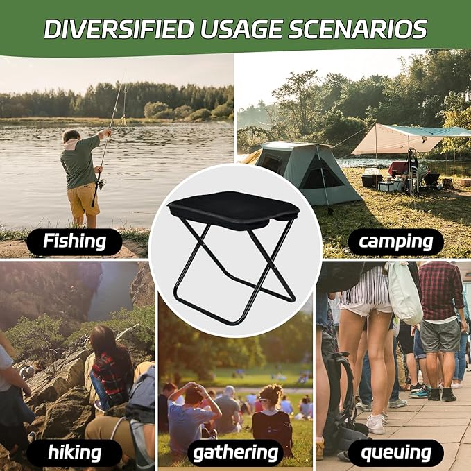 Collapsible Stool 2 Pack, Portable Chair, Lightweight Portable Stool for Adults, Portable Chairs for Adults, Holds Up to 220LBS, Ideal for Camping, Hiking, Outdoors, and Events
