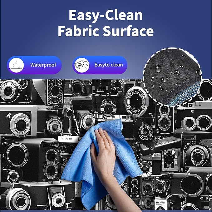 Wknoon. Extra Large Gaming & Office Mouse Pad (31.5" x 11.8") – Retro Camera Collection Montage Design, Premium Anti-Slip XXL Desk Mat with Durable Stitched Edges