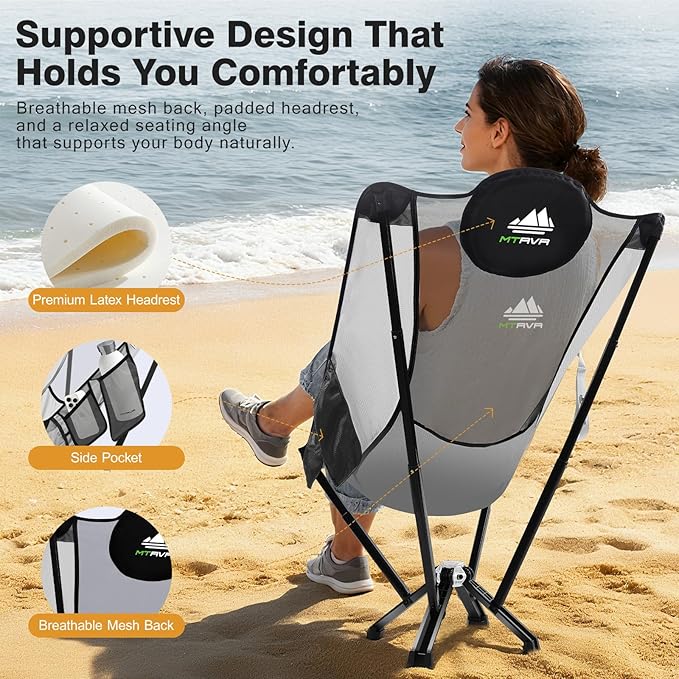High-Back Folding Chair for Indoor & Outdoor Use — Comfortable Full Back Support for Long Sitting, Stable Aluminum Frame, Easy Setup, Portable Chair for Home, Camping, RV & Relaxation