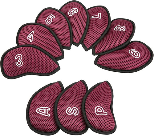 10Pcs/Pack New Meshy Golf Iron Covers Set Golf Club Head Cover Fit Most Irons