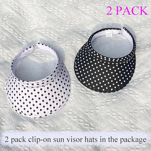 2 Pack Sun Visor Hats Women Men Clip On Wide Brim Visors Hat Outdoor Sports Golf Beach Travel Tennis Caps