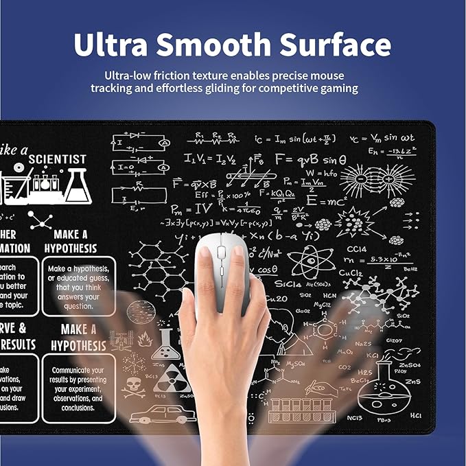 Wknoon. Extra Large Gaming & Office Mouse Pad (31.5" x 11.8") – Inspirational Quote About Science & Education Formulas Math Schematic Physics Equation, XXL Desk Mat with Durable Stitched Edges