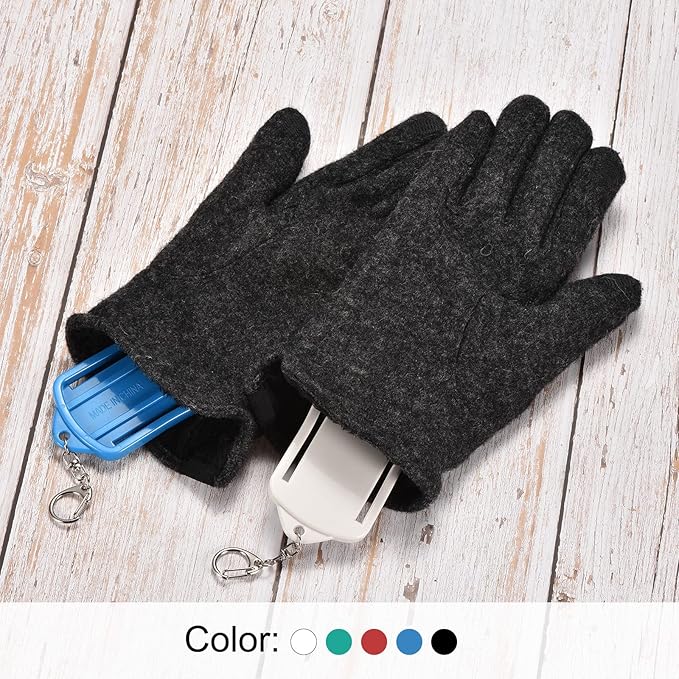 PATIKIL Golf Gloves Stretcher, 2 Pack Plastic Keeper Support Rack Holder Dryer Hanger Frame with Keychain Hook for Sports Gloves Maintenance, Black L Size