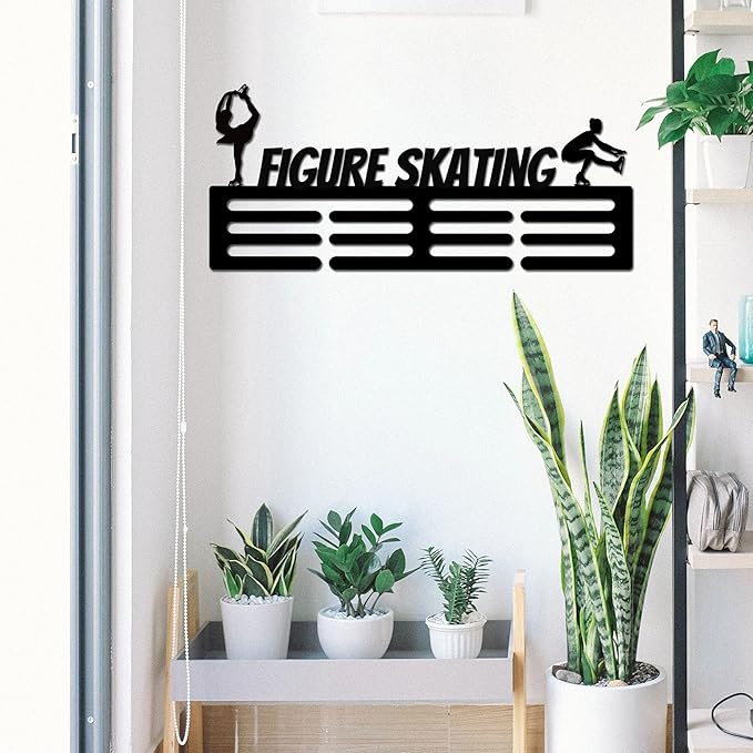 Figure Skating Achievement Hanger Custom Figure Skating Achievement Holder with Name, 12 Rungs for Achievements & Ribbons Skate Achievement Display Award Display