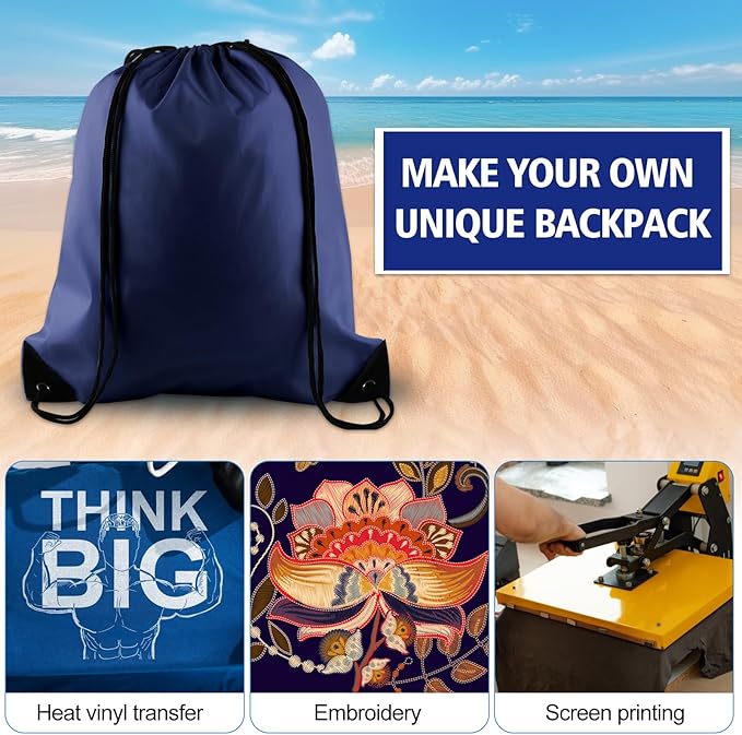 KUUQA 100Pcs Navy Blue Drawstring Backpack Bag Bulk Drawstring Bags String Bags Storage Bags Gym Backpack for Sport Gym Traveling