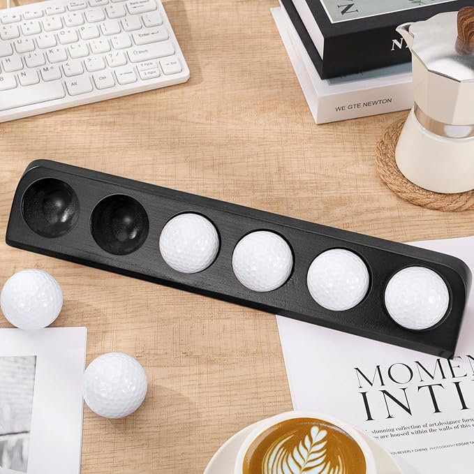 Wooden Golf Ball Display Case Black Ball Holder Wall Mount Stand Wall Mountable Shelf for Collector Sports Memorabilia Decoration Supplies (Black)
