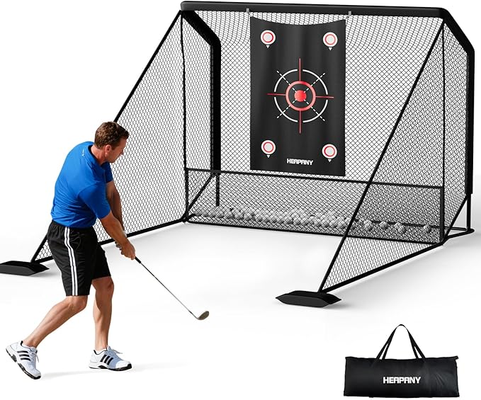 Golf Practice Net, 10x7ft Heavy Duty Golfnets for Indoor/Outdoor Training, Portable Hitting Nets with Carry Bag, Ideal Golfs Training Aid for Golfers Backyard Driving Chipping Swing