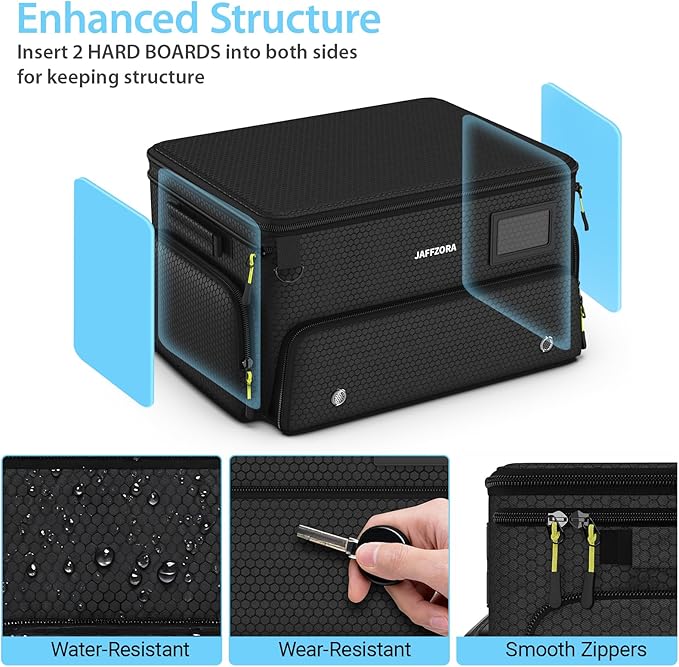 4-Layer Golf Trunk Organizer, Golfer Gifts for Men Women with Separate Ventilated Compartment for 2 Pairs Shoes, Waterproof Car Golf Locker Storage Bag for Golf Gear and Accessories,Black
