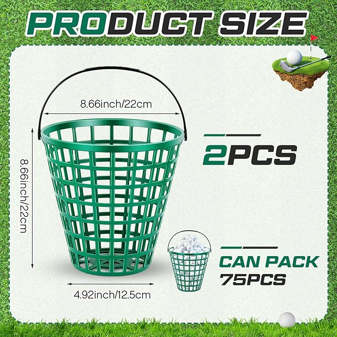 2 Pcs Golf Ball Basket, Can Hold Balls Golf Ball Container with Handle Ball Holder Contain Stadium Accessories Golf Ball Storage Bucket for Golf Storage Accessories