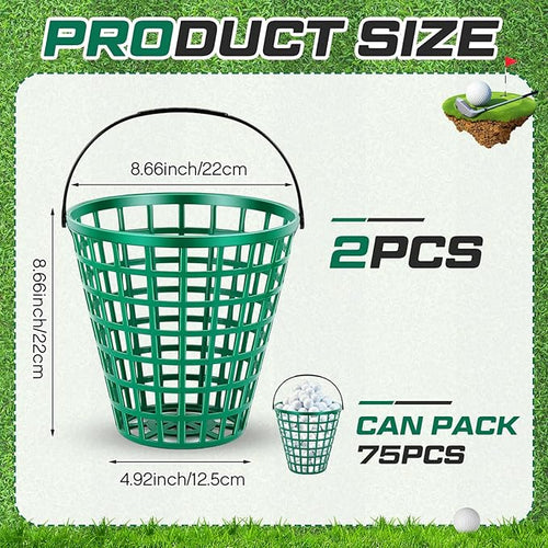 2 Pcs Golf Ball Basket, Can Hold Balls Golf Ball Container with Handle Ball Holder Contain Stadium Accessories Golf Ball Storage Bucket for Golf Storage Accessories