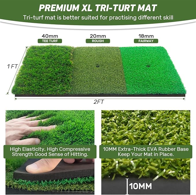 Golf Net with Practice Mat,Golf Hitting Aid Nets 10x7FT for Backyard Driving Chipping Training Swing with Target Mat Balls for Outdoor Indoor，Gifts for Men Dad Him and Golfer