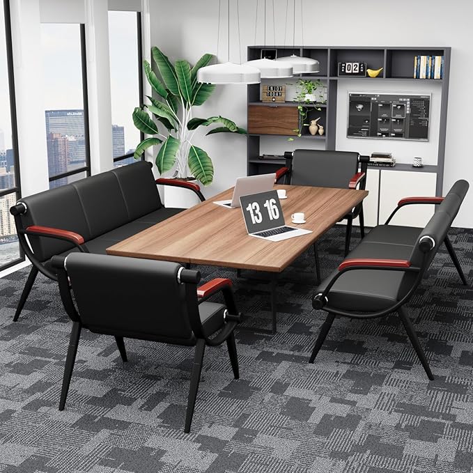 wonline Waiting Room Bench, Office Furniture Reception Chairs with Arms, Leather Chairs is Suitable for Clinic,Airport,Hospital,Barber,Salon,Bank-(Blank,3 Seat)