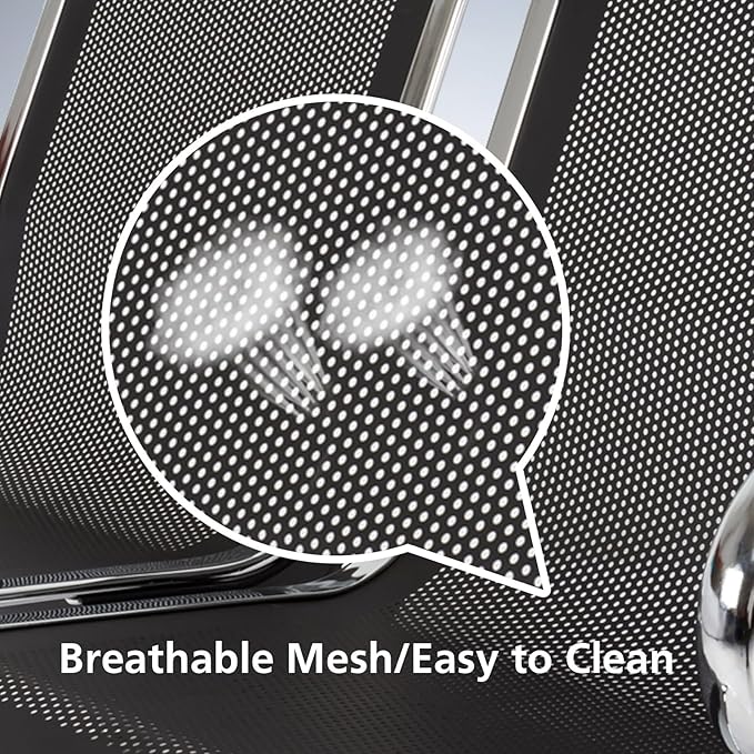 kinbor Waiting Room Chairs - Durable Black Reception Bench with Armrests, 2-Seat Office Reception Guest Chairs for Office, Hospital, Airport, Bank & Lobby (Set of 2)