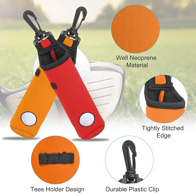 PATIKIL Golf Ball Carry Bag, Golf Tee Holder Pouch Portable Neoprene Golf Ball Holder with Clip for Men and Women Storage Gifts