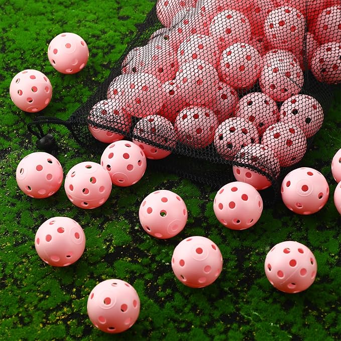 80 Pack Practice Golf Balls Limited Flight 42 mm Golf Training Airflow Hollow Plastic Ball for Women Men Indoor Outdoor Driving Range Swing Practice Home