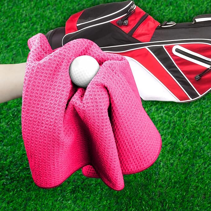 3 Pack 16" X 16" Golf Towels for Golf Bags, Premium Waffle-Pattern Golf Towel with Carabiner Clip, Super Absorbent Microfiber Towel, Golf Accessories for Bag.3 Pcs Darkpurple