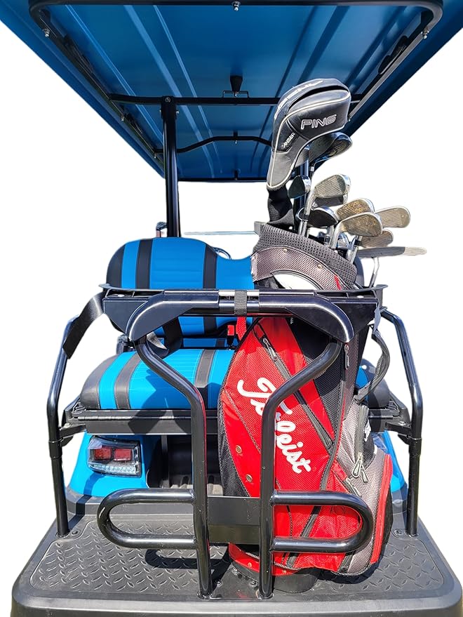 Golf Bag Holder fits on Golf Cart Rear Seat Grab Bar, for ICON OEM Round Tube Style Grab Bars, No Drilling Required