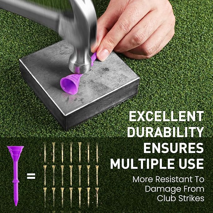 FINGER TEN Unbreakable Golf Tees Plastic 3 1/4 inch Value 50/100 Pack, Low Friction & Low Ball Spin Long Tees to Improve Distance & Accuracy, Durable Tees with Assorted Colors to Practice