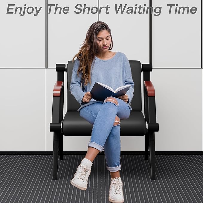 wonline Office Waiting Room Chairs Set of 2 Black Reception Guest Chairs with Arms Lobby & Waiting Room Furniture for Clinic, Hospital, Airport, Salon, Bank, Barber
