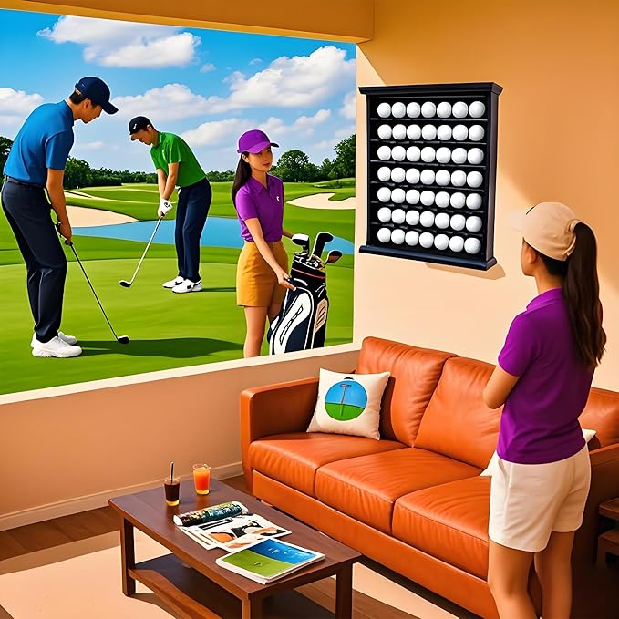Stylish Golf Ball Golf Ball Display Case - Solid Wood Shadow Box for Home, Office, and Exhibition Display - Ideal Storage and Showcase Solution - Black Color