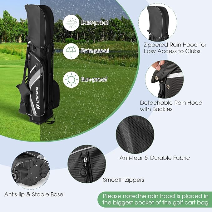 KOTEK Golf Stand Bag, 14 Way Top Divider Golf Club Bag with Cooler, 6 Zippered Pockets, Rain Hood & Adjustable Dual Shoulder Straps, Lightweight Golf Bag for Men Women