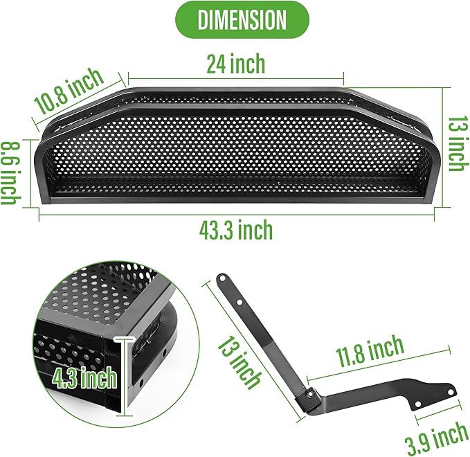 Club Car DS/Precedent Front Cargo Basket Clay Outer Utility with Mounting Brakets for Gas & Electric Golf Carts, Heavy-Duty Steel Drop Mesh Storage Rack