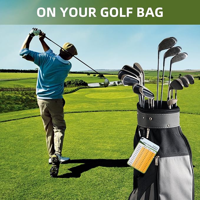 2 Pack Golf Club Distance Card, Erasable and Quick Reference Golf Club Range Card, Swing Minder Reference & Blank Distance Yardage Card, Golf Bag Accessories Gifts for Men