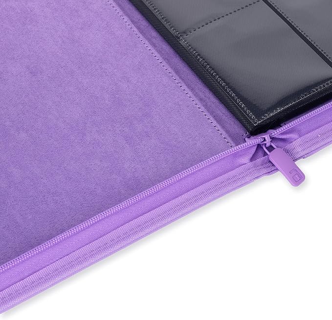 Vault X 9 Pocket Trading Card Zip Binder, 360 Cards, Premium Exo-Tec Album Material, 20 Side-Loading Pages, Folder for Collectible Games, Sports, TCG (Purple)