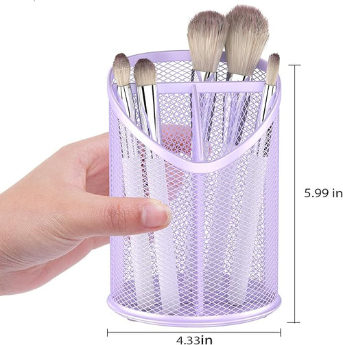 2 Pack Pen Holder Mesh Round Pencil (Purple)